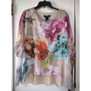 Ali Miles Chiffon Overlay Blouse